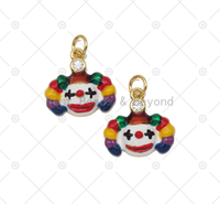 Colorful Enamel Clown Head Shape Pendant,18K Gold Filled Clown Charm, Necklace Bracelet Charm Pendant, Sku#Y585