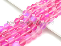 Matte HOT PINK Spectrolite Aura Quartz Beads,  Matte Round 6