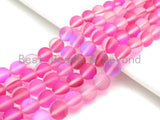 Matte HOT PINK Spectrolite Aura Quartz Beads,  Matte Round 6