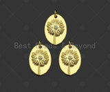 Gold Filled CZ Micro Pave Dandelion On Oval Shape Pendant, 18K Gold Filled Dandelion Charm, Necklace Bracelet Charm Pendant,14x20mm,Sku#Y464