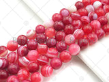 High Quality Hot Pink Banded Agate Smooth, Round 6mm/8mm/10mm/12mm, Natural Agate Beads, 15.5"Full Strand, sku#UA119