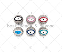 SLIVER CZ Pave Evil Eye Pave ball Spacer beads,  Enamel Evil Eye Round Pave Ball,Cubic Zirconia Spacer Beads, 8mm/10mm,sku#ML27