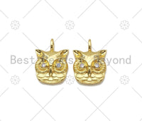 CZ Micro Pave Owl Head Shape Pendant/Charm, 18K Gold Filled Owl Head Charm, Necklace Bracelet Charm Pendant, 26x19mm,Sku#Z1383