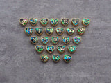 New Trendy Abalone Gold Heart Beads, A-Z 26 Initials Letter Space Beads, Initial Letter Charm, 7x9x10mm,sku#G421