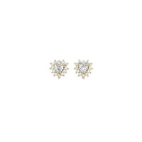 Gold Clear CZ Heart Stud Earrings, Sku#LX334