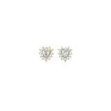 Gold Clear CZ Heart Stud Earrings, Sku#LX334