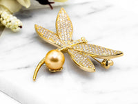 Gold plated Pave dragonfly Brooch Jewelry, P24