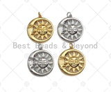 CZ Micro Pave Sunflower SUN Cresent Moon Pendant/Charm,Sku#L402