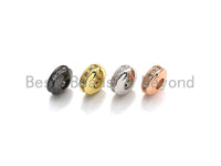 Big Hole CZ Pave Big Hole Spacer beads, Cubic Zirconia Spacer Beads, European Large hole Bead, 4x8mm, sku#Z879