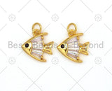 Big Clear CZ Micro Pave Fish Shape Pendant/Charm,18K Gold Filled Fish Charm, Necklace Bracelet Charm Pendant,11x12mm,Sku#Y491