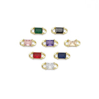 Gold Colorful Square CZ Connector, Sku#LX287