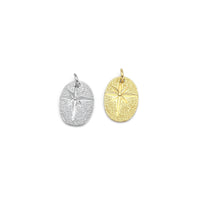 Matte Gold Silver North Star Oval Charm, Sku#Z1469