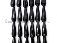 High Quality Black Onyx Teardrop Faceted  8x30mm 10x30mm Natural Stone Beads, Black Beads, Teardrop Beads,15.5" Full Strand, SKU#Q27