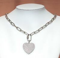 Paperclip chain necklace with star, heart, round disc pendant, sku#CL13