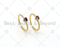 Violet CZ Heart Shape Adjustable Ring, Sku#X227