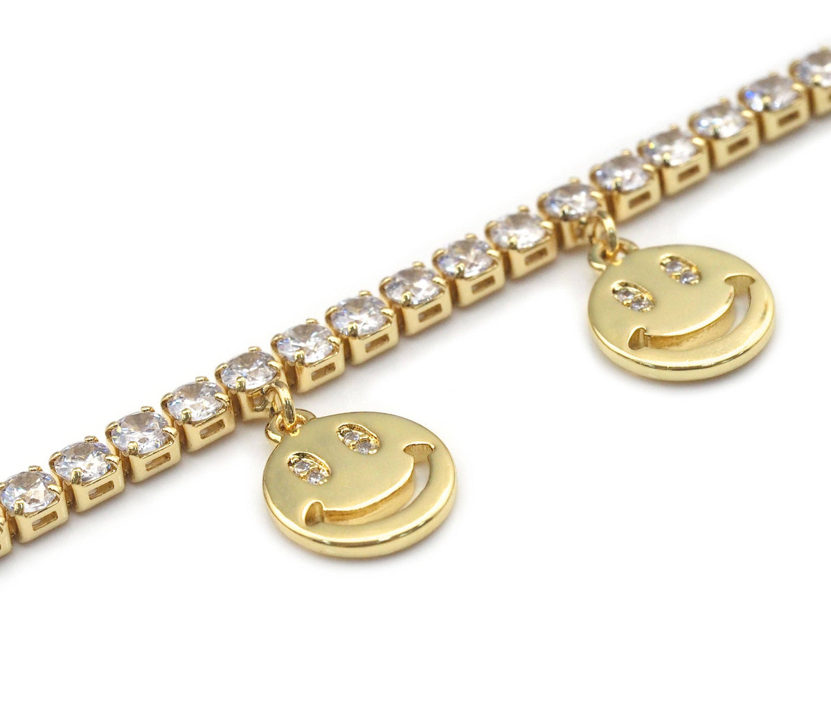 Smiley Face Tennis Chain Necklace, Choker Necklace, sku#LD368 ...