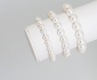 Natural Round Smooth White MOP Stretchy Bracelet, 8mm/10mm/12mm, Sku#EF277