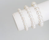 Natural Round Smooth White MOP Stretchy Bracelet, 8mm/10mm/12mm, Sku#EF277