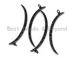Black CZ Pave On Black Micro Pave Moon Shape Charm Beads, Cubic Zirconia Pendant,3x49mm, sku#F394