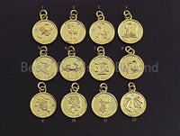 Zodiac Signs On Round Coin Shape Pendant/Charm, Astrology Signs Pendant, tweleve constellations, Sku#Z601