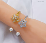 CZ Star Pearl Cuff Bracelet, Sku#B206