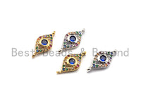 Colorful CZ Micro Pave Oval Evil Eye Shape Connector,Cubic Zirconia Oval Connector, Gold/Silver Tone,7x16mm,sku#Y224