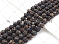 Natural Tibetan Black Agate with Evil Eye Beads, Dzi Eye Agate Beads, 10mm/12mm Tibetan Round Smooth Agate,15.5" Full Strand, Sku#U1108