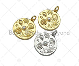 CZ Micro Pave Underwater World pearl Center Coin Pendant/Charm,Sheell Snail Pearl, sku#L400