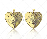 CZ Micro Pave Heart Shape Pendant/Charm,Cubic Zirconia Medallion Charm, Necklace Bracelet Heart Charm Pendant,28x27mm, Sku#LK195