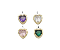 Colorful CZ Gold Heart Space Beads, Sku#LX139