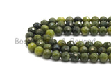 High Quality Olive Color Jade beads,6mm/8mm/10mm Faceted Round Olive Jade beads, Green Gemstone Beads, 15.5inch strand, SKU#U430