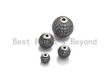 Rhodium CZ Micro Pave Round Ball Bead, 6mm/8mm/10mm/12mm, Cubic Zirconia Pave Beads, Antique Silver Shamballa beads, sku#X129