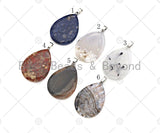 Quality Natural Sodalite/Dentric Opal/Tourmalated Quartz/Red FLower Agate/Ocean Jasper/Rutile Agate Teardrop Pendant,30x40mm,Sku#YK21