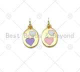 Enamel Puple Pink White Heart On Oval Shape Pendant,18K Gold Filled Enamel Heart Charm,Enamel Jewelry, 15x10mm,Sku#Z1391