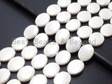 Quality Plated Oval Shape White Mother of Pearl Beads, Flat Oval White Pearl Shell,12x16mm/20x30mm,15inch strand,SKU#U238