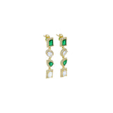 Green Clear CZ rectangle Oval Teardrop Pendant Earrings, Sku