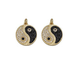 CZ Pave Round Taiji Yinyang Charm, Sku#L708