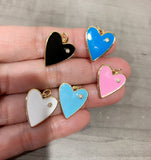 Enamel heart Pendant with CZ, Z412