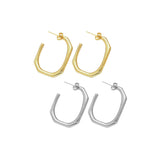 Gold Rectangle Geometry  Earrings, Sku#Y784