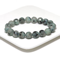 Genuine Blue Agate Round Faceted Stretchy Bracelet, 8mm/10mm, Sku#EF305