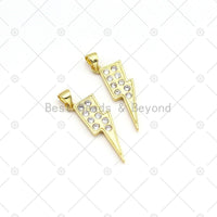 CZ Micro Pave Lighting Shape Pendant, 18K Gold Filled Lighting Charm, Necklace Bracelet Charm Pendant,Sku#LK507