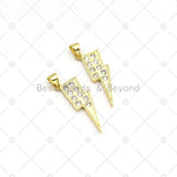 CZ Micro Pave Lighting Shape Pendant, 18K Gold Filled Lighting Charm, Necklace Bracelet Charm Pendant,Sku#LK507