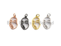 Face Frame Pendant/Charm, Face Cubic Zirconia Pendant, Silver/Gold/Black/Rose Gold Tone,12x20mm,Sku#Z506