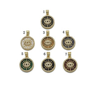 Gold CZ Evil Eye On Round Coin Gemstone Charm, Sku#LX122