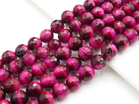 High Quality Natural Faceted Tiger Eye Round Beads, 6mm/8mm/10mm/12mm Round Beads, Fuchsia Tiger Eye Beads, 15inch Full strand, SKU#UA38