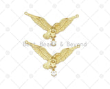 Gold Eagle with Big Clear CZ  Shape Pendant, 18K Gold Filled Eagle Charm, Necklace Bracelet Charm Pendant, 55x34mm, Sku#LK457