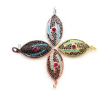 CZ Micro Pave Mixed Color Marquise Shape Evil Eye Charm/Pendant, Cubic Zirconia Pendant,13x30mm, sku#F22