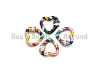 Rainbow Enamel Pave Heart Shape Clasp, Gold/Silver/Rose Gold/ Gunmetal Carabiner Clasp, Heart Screw Clasp,18x20mm, sku#H254