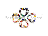 Rainbow Enamel Pave Heart Shape Clasp, Gold/Silver/Rose Gold/ Gunmetal Carabiner Clasp, Heart Screw Clasp,18x20mm, sku#H254