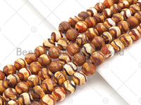 Natural Tibetan Brown Agate with Double Wavy Line Beads,8mm/10mm/12mm Agate Beads, Tibetan Round Smooth Agate,15.5" Full Strand, Sku#U1104